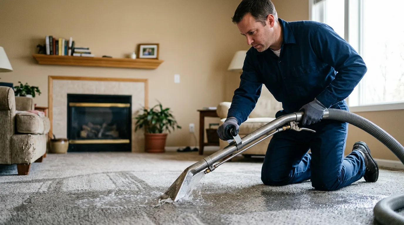 Water damage restoration technician working near King William, VA